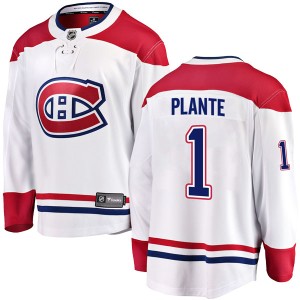 Men's Montreal Canadiens Jacques Plante Fanatics Branded Breakaway Away Jersey - White