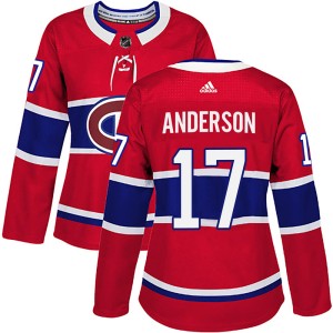 Women's Montreal Canadiens Josh Anderson Adidas Authentic Home Jersey - Red