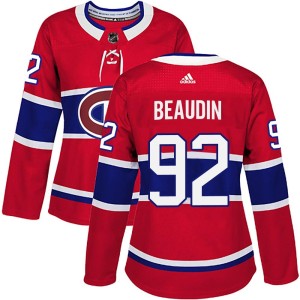 Women's Montreal Canadiens Nicolas Beaudin Adidas Authentic Home Jersey - Red