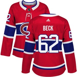 Women's Montreal Canadiens Owen Beck Adidas Authentic Home Jersey - Red
