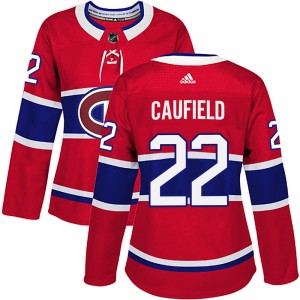 Women's Montreal Canadiens Cole Caufield Adidas Authentic Home Jersey - Red