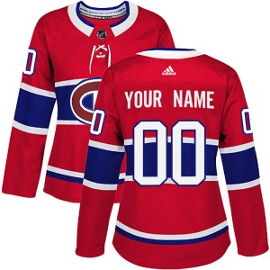 Women's Montreal Canadiens Custom Adidas Authentic Home Jersey - Red
