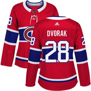 Women's Montreal Canadiens Christian Dvorak Adidas Authentic Home Jersey - Red