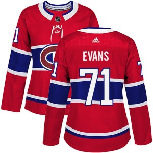 Women's Montreal Canadiens Jake Evans Adidas Authentic Home Jersey - Red