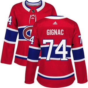 Women's Montreal Canadiens Brandon Gignac Adidas Authentic Home Jersey - Red