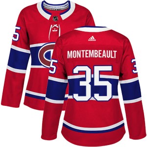 Women's Montreal Canadiens Sam Montembeault Adidas Authentic Home Jersey - Red