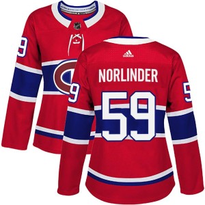 Women's Montreal Canadiens Mattias Norlinder Adidas Authentic Home Jersey - Red