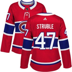 Women's Montreal Canadiens Jayden Struble Adidas Authentic Home Jersey - Red