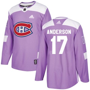 Youth Montreal Canadiens Josh Anderson Adidas Authentic Fights Cancer Practice Jersey - Purple