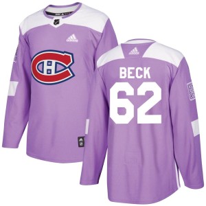 Youth Montreal Canadiens Owen Beck Adidas Authentic Fights Cancer Practice Jersey - Purple