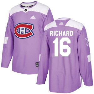 Youth Montreal Canadiens Henri Richard Adidas Authentic Fights Cancer Practice Jersey - Purple