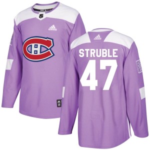 Youth Montreal Canadiens Jayden Struble Adidas Authentic Fights Cancer Practice Jersey - Purple