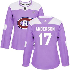 Women's Montreal Canadiens Josh Anderson Adidas Authentic Fights Cancer Practice Jersey - Purple