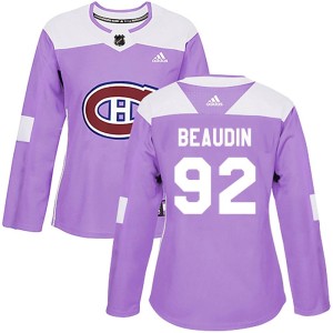 Women's Montreal Canadiens Nicolas Beaudin Adidas Authentic Fights Cancer Practice Jersey - Purple
