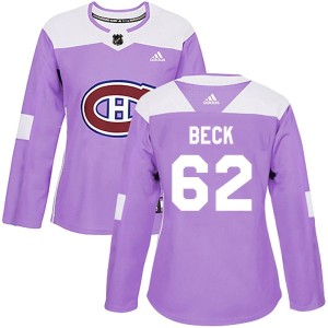 Women's Montreal Canadiens Owen Beck Adidas Authentic Fights Cancer Practice Jersey - Purple
