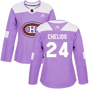 Women's Montreal Canadiens Chris Chelios Adidas Authentic Fights Cancer Practice Jersey - Purple