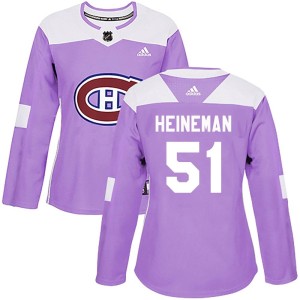 Women's Montreal Canadiens Emil Heineman Adidas Authentic Fights Cancer Practice Jersey - Purple