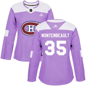 Women's Montreal Canadiens Sam Montembeault Adidas Authentic Fights Cancer Practice Jersey - Purple