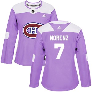 Women's Montreal Canadiens Howie Morenz Adidas Authentic Fights Cancer Practice Jersey - Purple