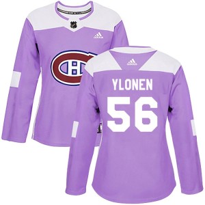 Women's Montreal Canadiens Jesse Ylonen Adidas Authentic Fights Cancer Practice Jersey - Purple