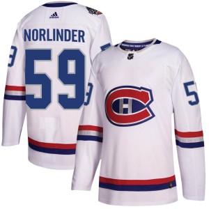 Men's Montreal Canadiens Mattias Norlinder Adidas Authentic 2017 100 Classic Jersey - White