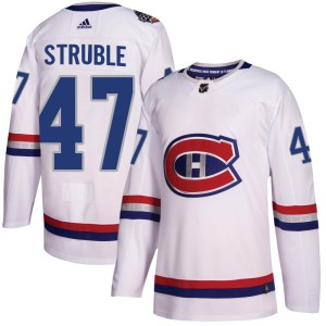Men's Montreal Canadiens Jayden Struble Adidas Authentic 2017 100 Classic Jersey - White
