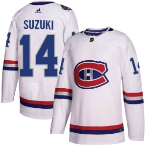 Men's Montreal Canadiens Nick Suzuki Adidas Authentic 2017 100 Classic Jersey - White