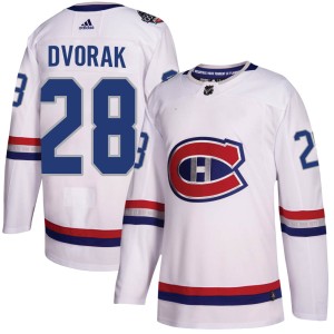 Youth Montreal Canadiens Christian Dvorak Adidas Authentic 2017 100 Classic Jersey - White
