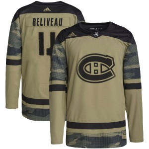 Men's Montreal Canadiens Jean Beliveau Adidas Authentic Military Appreciation Practice Jersey - Camo
