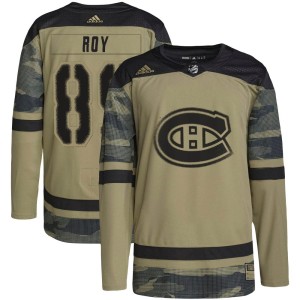 Men's Montreal Canadiens Joshua Roy Adidas Authentic Military Appreciation Practice Jersey - Camo