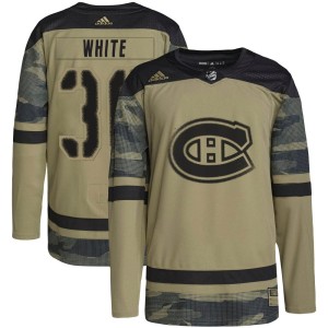 Men's Montreal Canadiens Colin White Adidas Authentic Camo Military Appreciation Practice Jersey - White