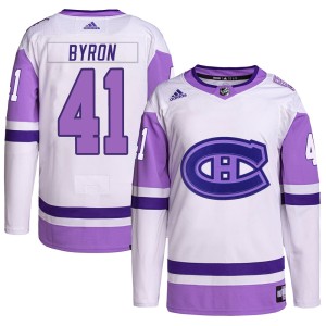 Youth Montreal Canadiens Paul Byron Adidas Authentic Hockey Fights Cancer Primegreen Jersey - White/Purple