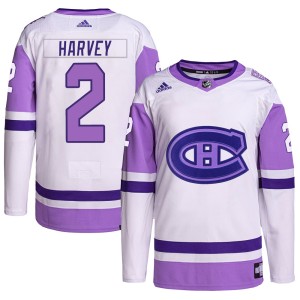 Youth Montreal Canadiens Doug Harvey Adidas Authentic Hockey Fights Cancer Primegreen Jersey - White/Purple