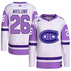 Youth Montreal Canadiens Mats Naslund Adidas Authentic Hockey Fights Cancer Primegreen Jersey - White/Purple