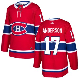 Men's Montreal Canadiens Josh Anderson Adidas Authentic Home Jersey - Red