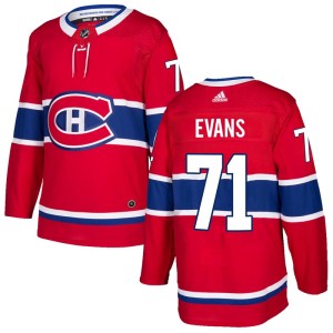 Men's Montreal Canadiens Jake Evans Adidas Authentic Home Jersey - Red