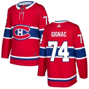 Men's Montreal Canadiens Brandon Gignac Adidas Authentic Home Jersey - Red