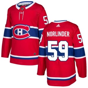 Men's Montreal Canadiens Mattias Norlinder Adidas Authentic Home Jersey - Red