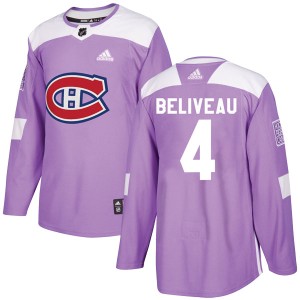 Men's Montreal Canadiens Jean Beliveau Adidas Authentic Fights Cancer Practice Jersey - Purple