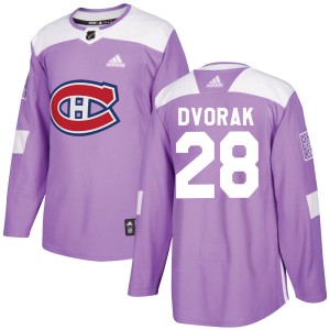 Men's Montreal Canadiens Christian Dvorak Adidas Authentic Fights Cancer Practice Jersey - Purple