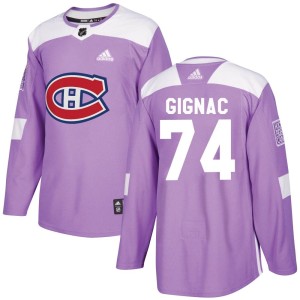 Men's Montreal Canadiens Brandon Gignac Adidas Authentic Fights Cancer Practice Jersey - Purple