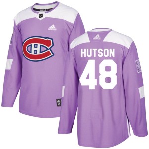 Men's Montreal Canadiens Lane Hutson Adidas Authentic Fights Cancer Practice Jersey - Purple