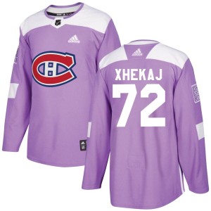 Men's Montreal Canadiens Arber Xhekaj Adidas Authentic Fights Cancer Practice Jersey - Purple
