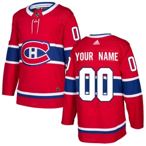 Youth Montreal Canadiens Custom Adidas Authentic Home Jersey - Red