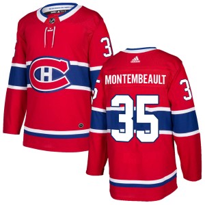 Youth Montreal Canadiens Sam Montembeault Adidas Authentic Home Jersey - Red