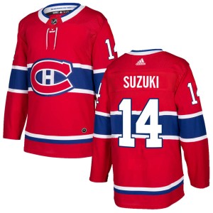 Youth Montreal Canadiens Nick Suzuki Adidas Authentic Home Jersey - Red
