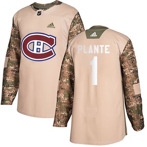 Men's Montreal Canadiens Jacques Plante Adidas Authentic Veterans Day Practice Jersey - Camo