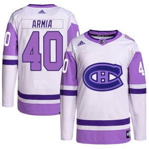 Men's Montreal Canadiens Joel Armia Adidas Authentic Hockey Fights Cancer Primegreen Jersey - White/Purple