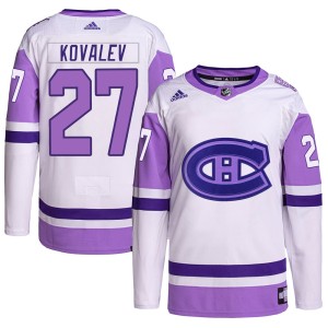 Men's Montreal Canadiens Alexei Kovalev Adidas Authentic Hockey Fights Cancer Primegreen Jersey - White/Purple