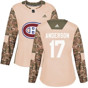 Women's Montreal Canadiens Josh Anderson Adidas Authentic Veterans Day Practice Jersey - Camo